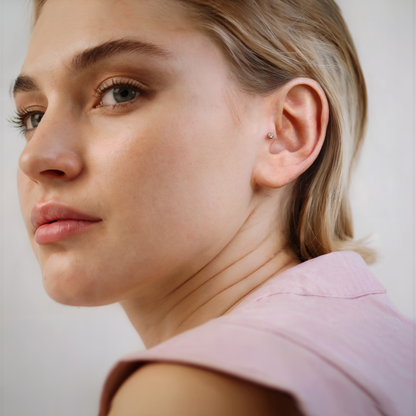 Birthstone Gemstone Custom Flatback Ear Piercing 14K Gold