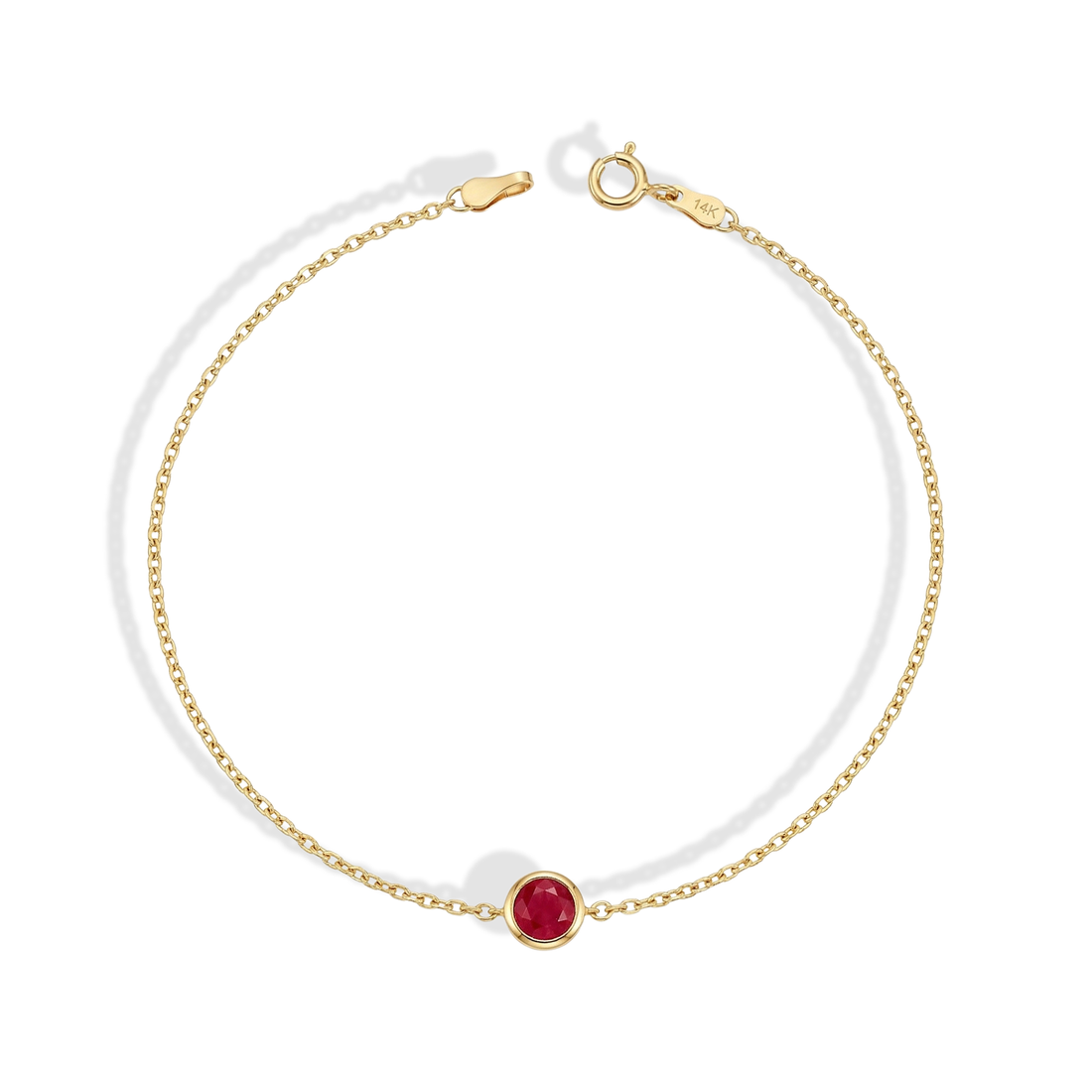 Birthstone Custom Gemstone Solitaire Bracelet 14K Gold / Silver