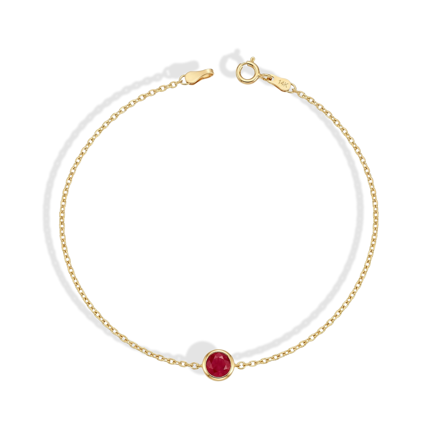 Birthstone Custom Gemstone Solitaire Bracelet 14K Gold / Silver