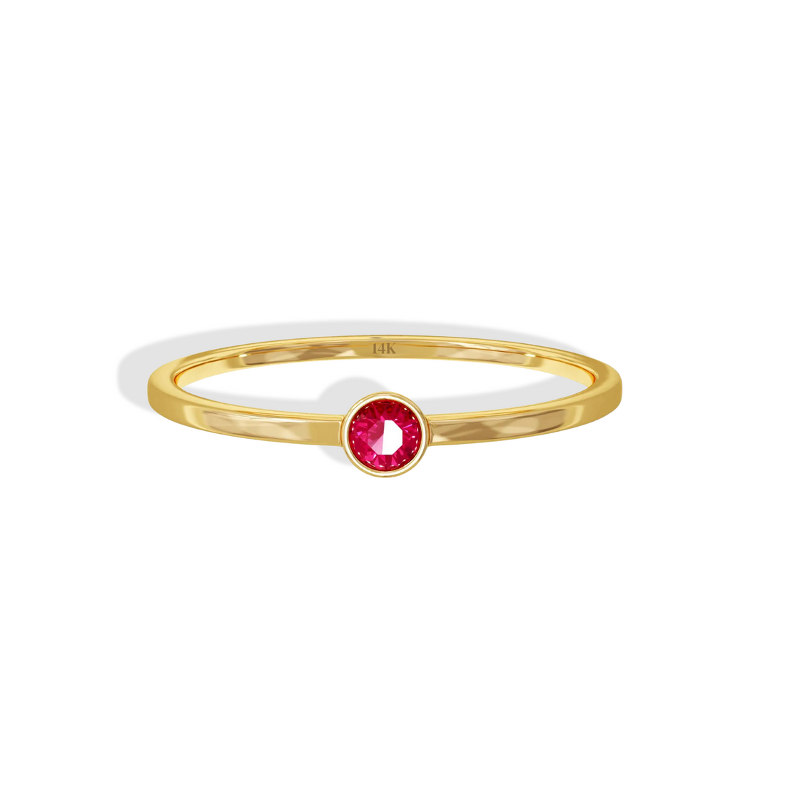 14K gold solitaire ring with a single birthstone gemstone, symbolizing personal meaning and timeless elegance.