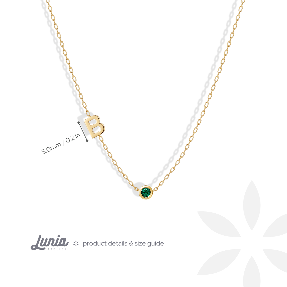 Birthstone Initial Letter Custom Necklace 14K Gold / Silver