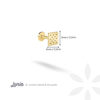 Biscuit Flatback Ear Piercing 14K Gold / Silver