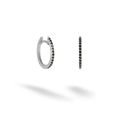 Black Line Stone Hoops Earrings 14K Gold