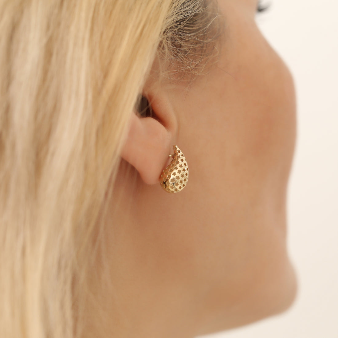 Blob Flatback Earrings 14K Gold