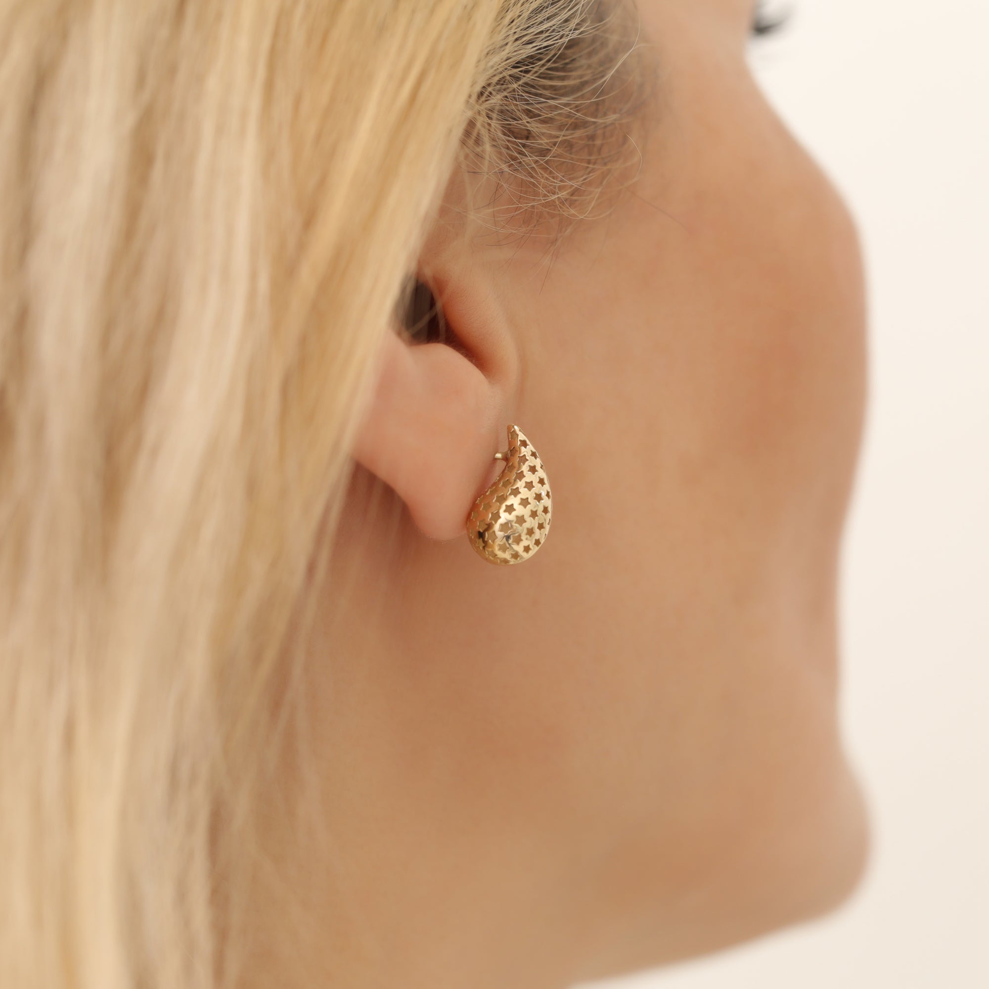 Blob Flatback Earrings 14K Gold