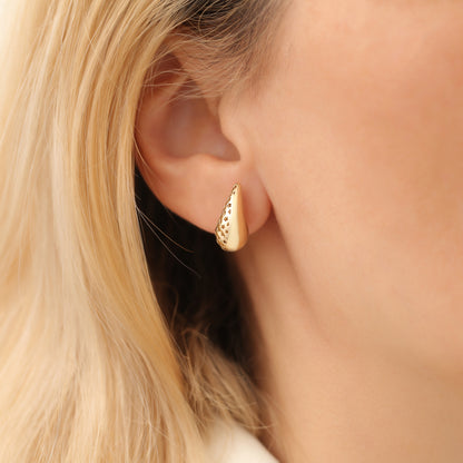 Blob Flatback Earrings 14K Gold