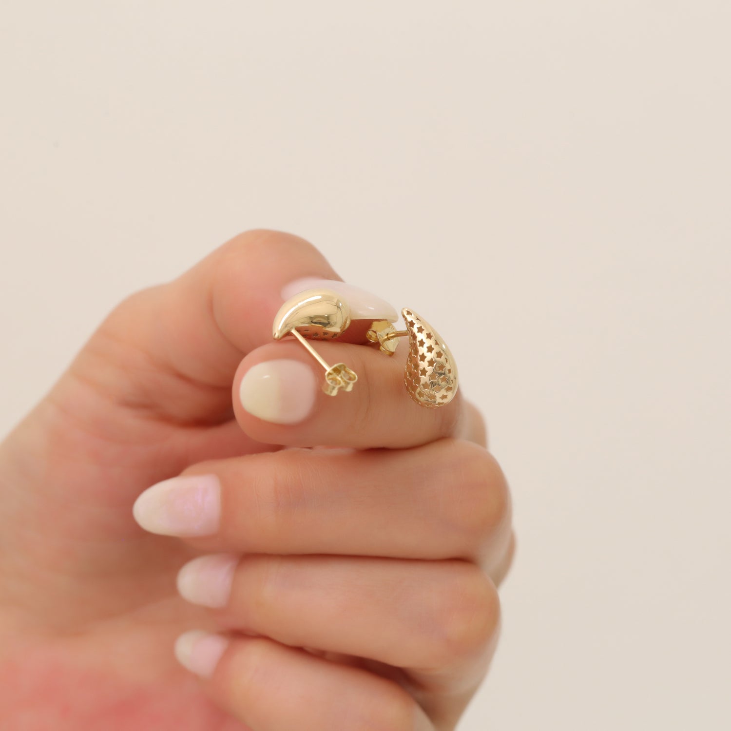 Blob Flatback Earrings 14K Gold