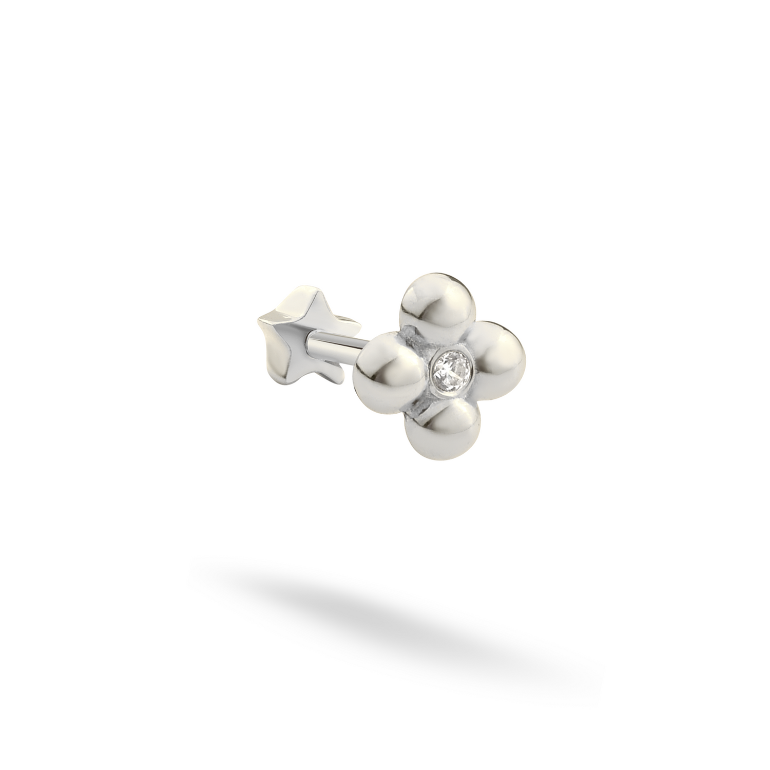 Bloom Flatback Ear Piercing 14K Gold with CZ Stone