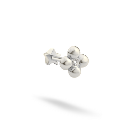 Bloom Flatback Ear Piercing 14K Gold with CZ Stone