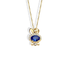 Blue Bow Tie Rabbit Necklace 14K Gold / Silver with blue stone charm bunny pendant