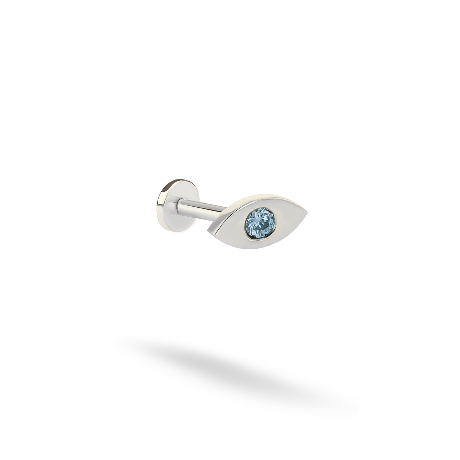 Blue Evil Eye Flatback Ear Piercing 14K Gold / Silver