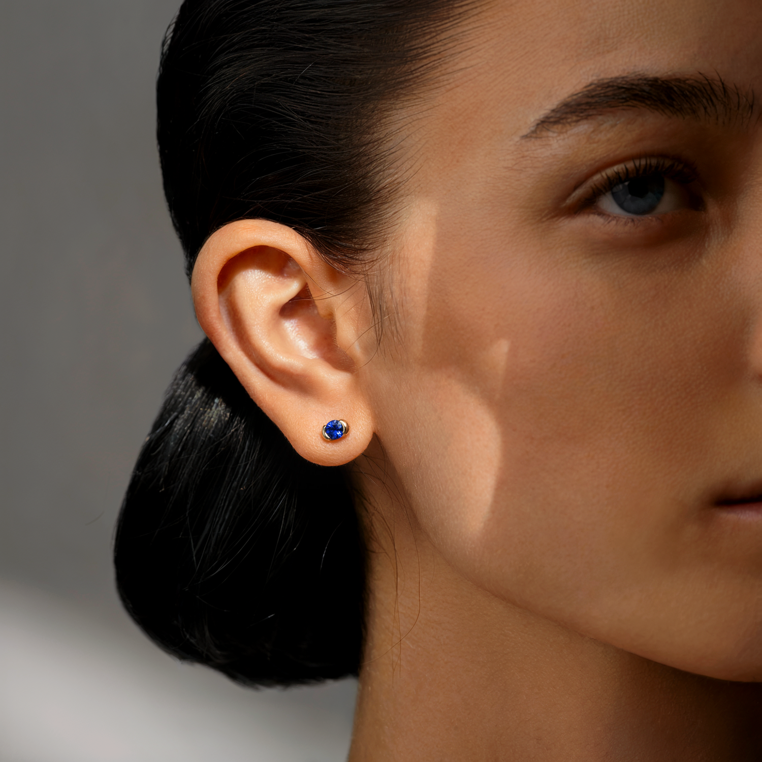 Blue Stone Earrings 14K Gold