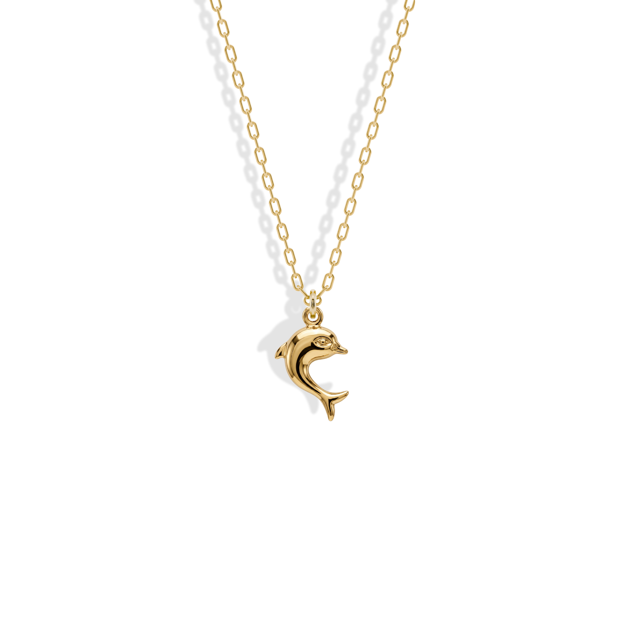 Dolphin necklace with a charming dolphin pendant, perfect for ocean lovers. Discover sea life jewelry in 14k gold or silver for everyday style and gifting.