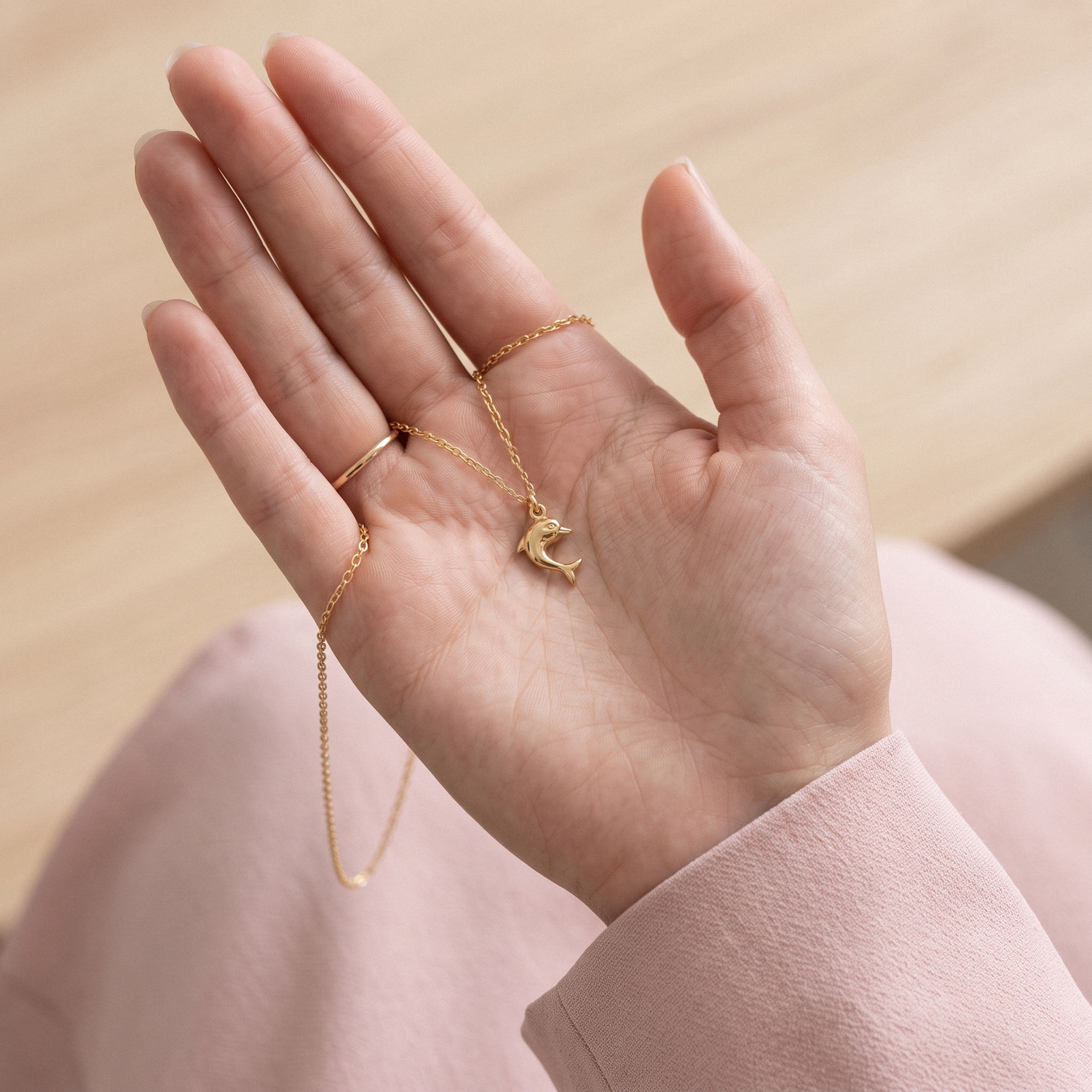 Bold Dolphin Pendant Necklace 14K Gold / Silver