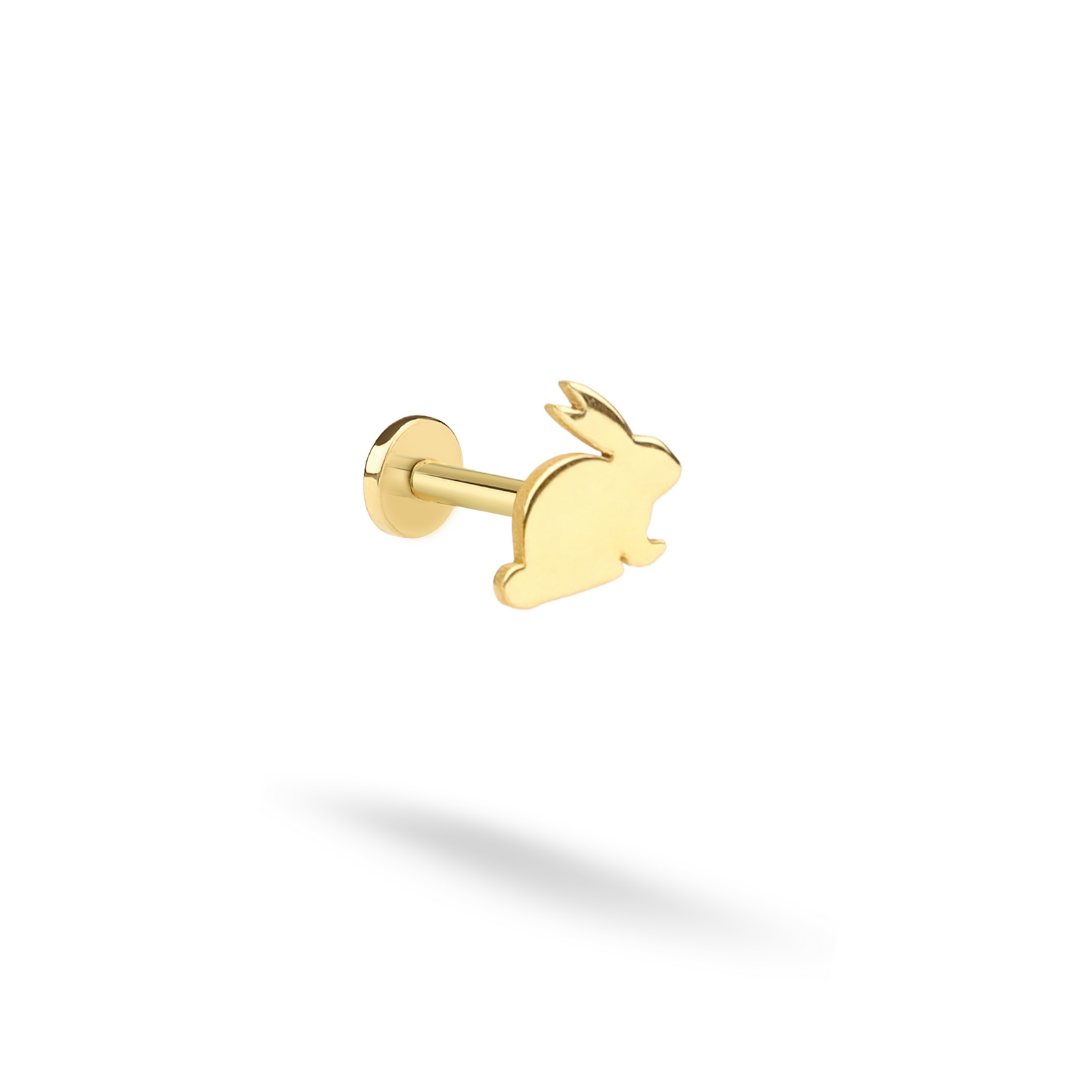 Ear Piercing 14K Gold Bunny Flatback