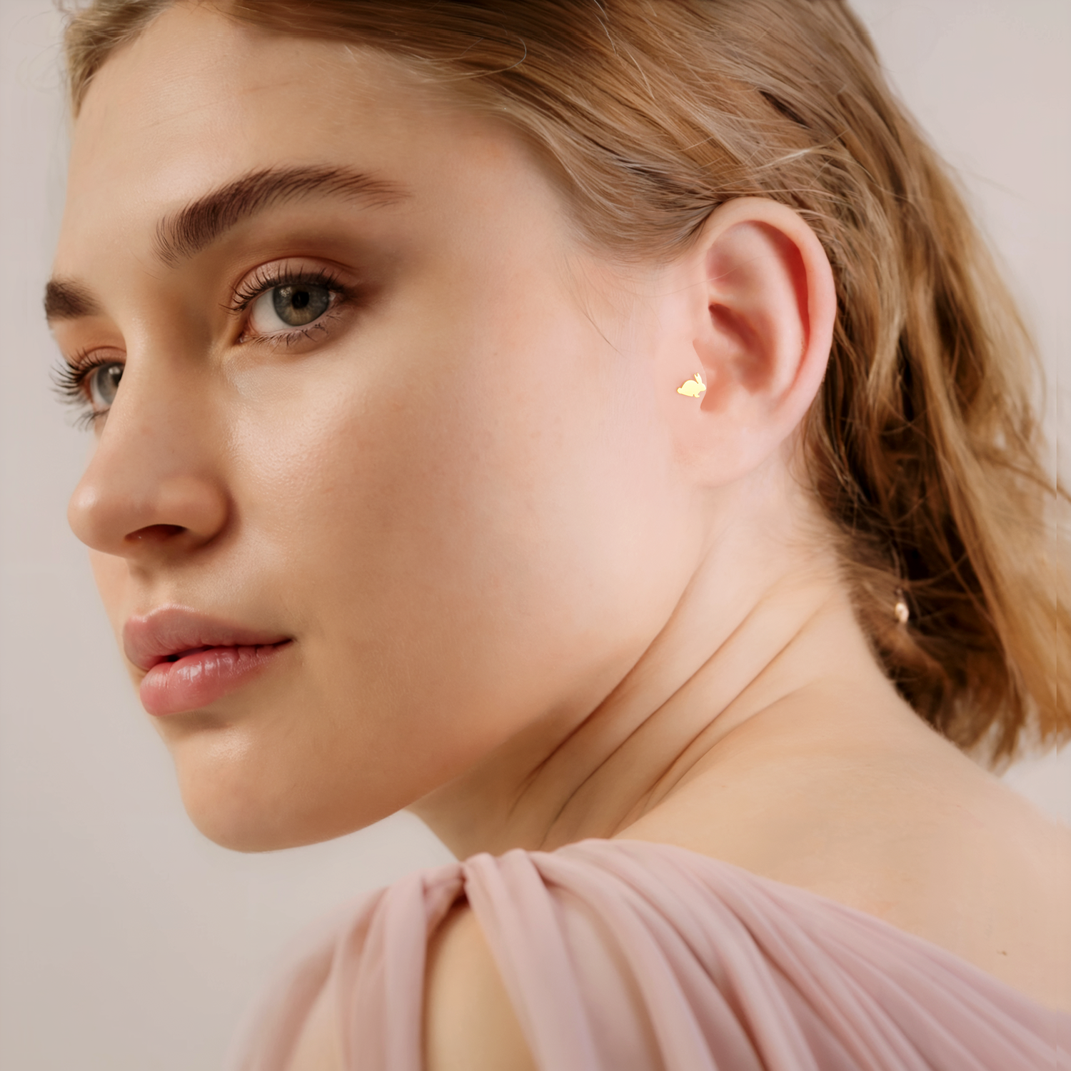 Bunny Flatback Ear Piercing 14K Gold