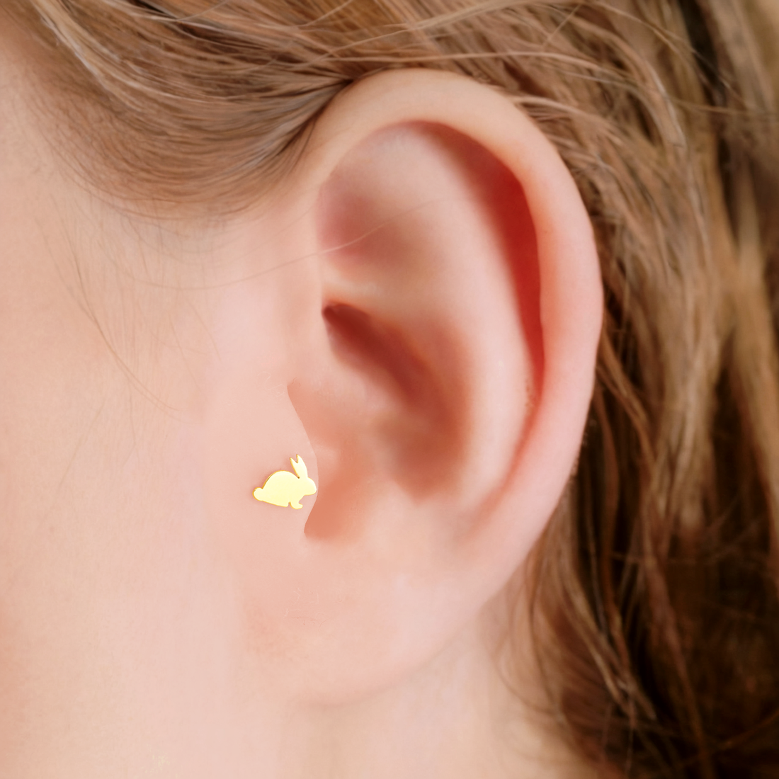 Bunny Flatback Ear Piercing 14K Gold