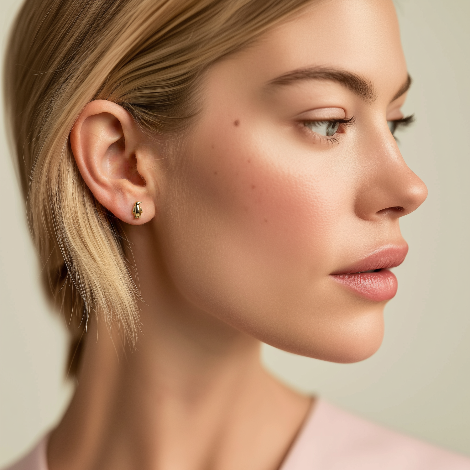 But Why? Nihilist Alone Penguin Earring 14K Gold / Silver