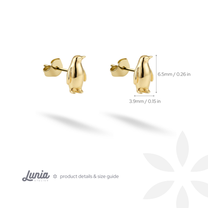 But Why? Nihilist Alone Penguin Earring 14K Gold / Silver