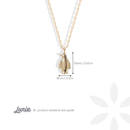 But Why? Nihilist Alone Penguin Necklace 14K Gold / Silver