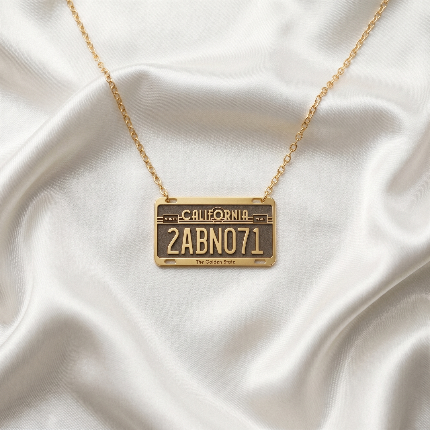 California Car License Plate Custom Necklace 14K Gold / Silver