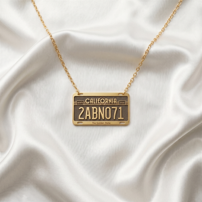 California Car License Plate Custom Necklace 14K Gold / Silver