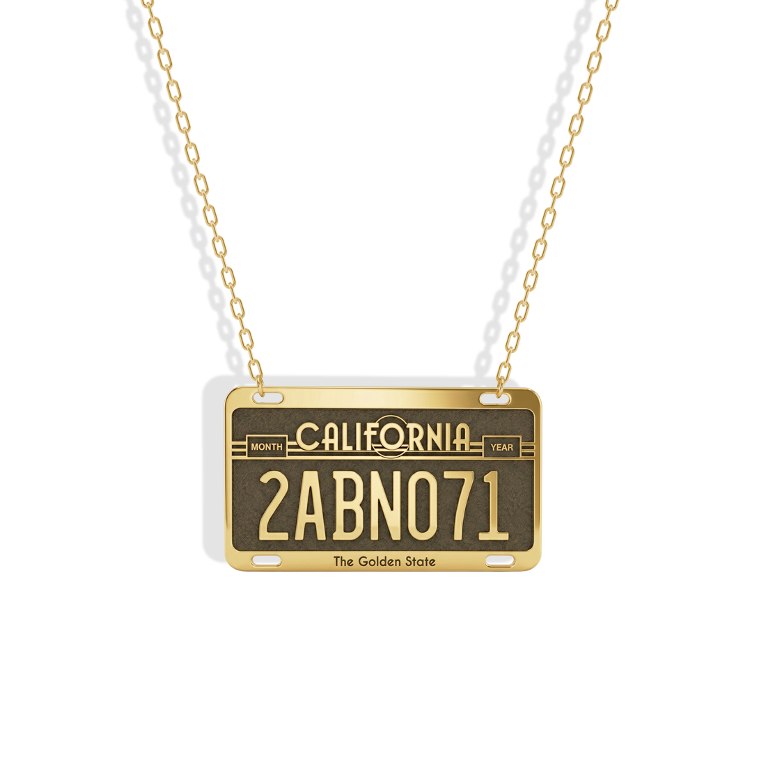 California Car License Plate Custom Necklace 14K Gold / Silver is a meaningful keepsake inspired by the iconic California license plate