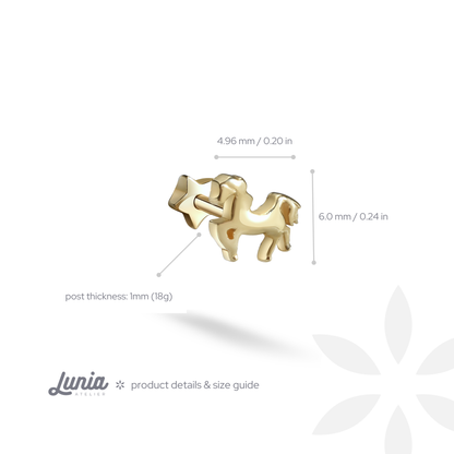 Carousel Horse Flatback Ear Piercing 14K Gold