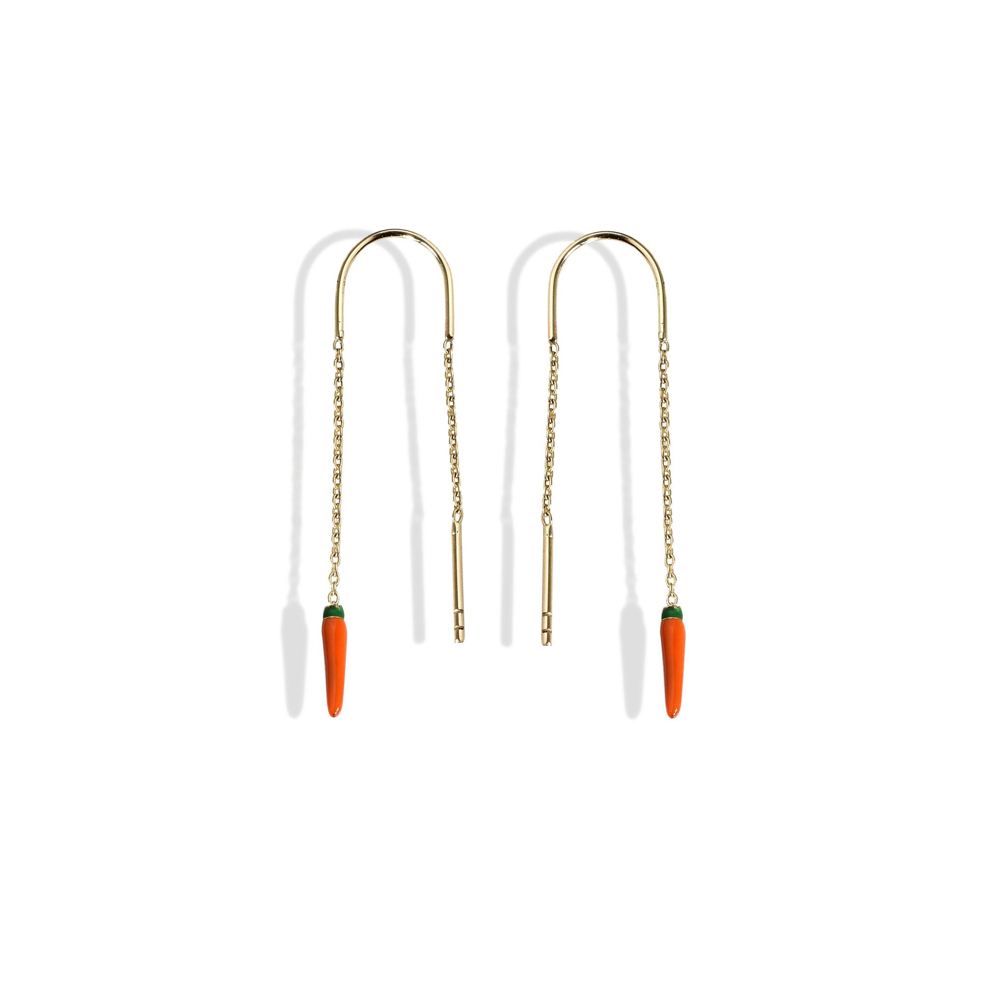 Carrot Ear Thread Earrings 14K Gold