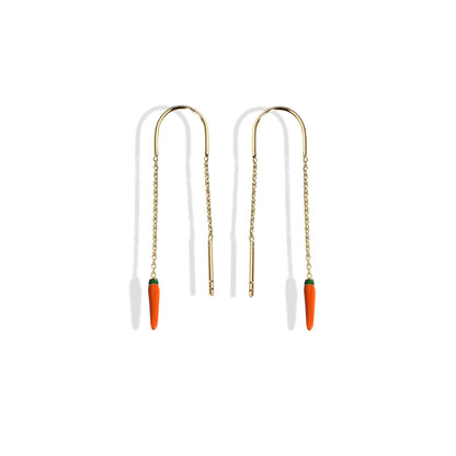 Carrot Ear Thread Earrings 14K Gold