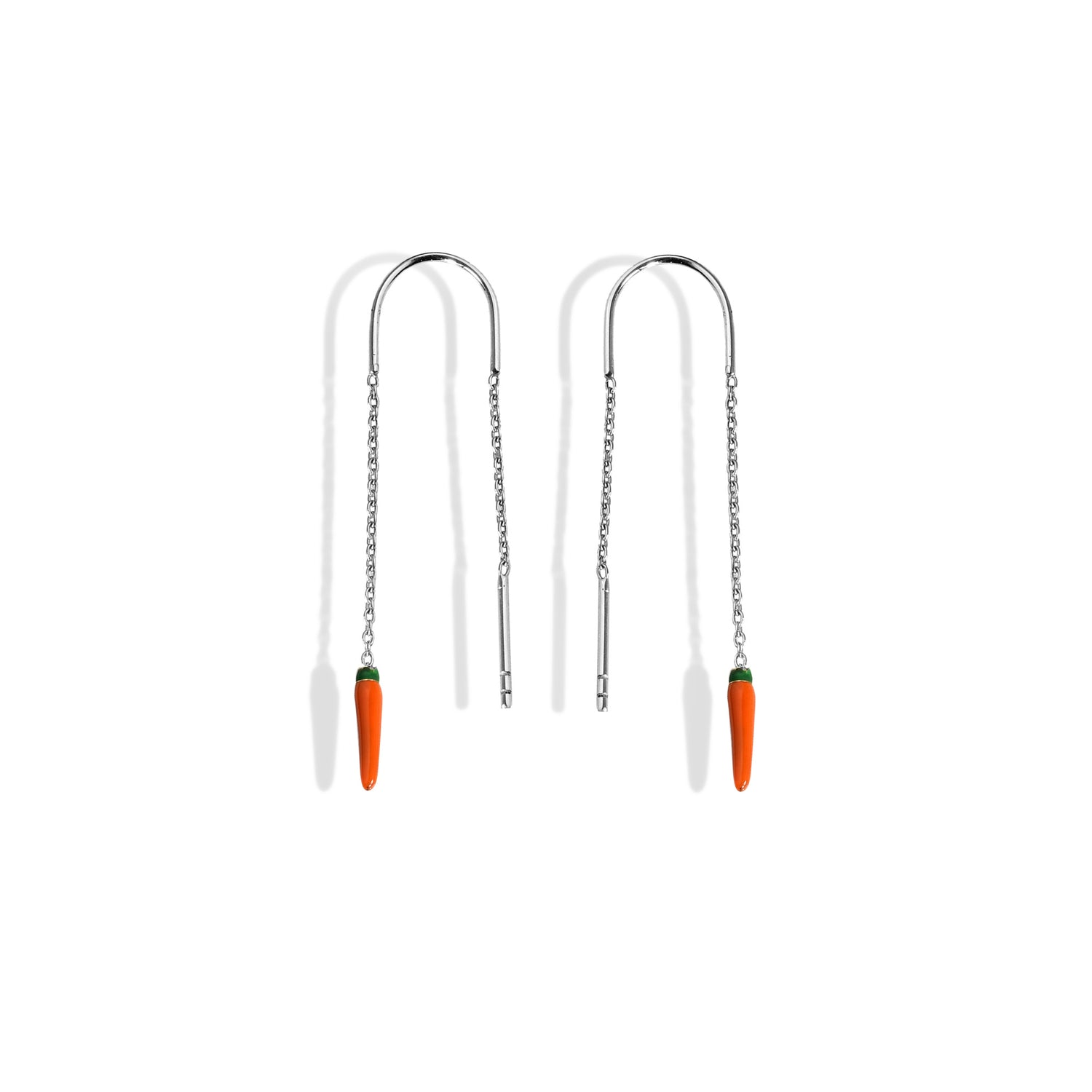 Carrot Ear Thread Earrings 14K Gold