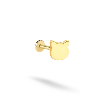 Kitty Flatback Ear Piercing 14K Gold