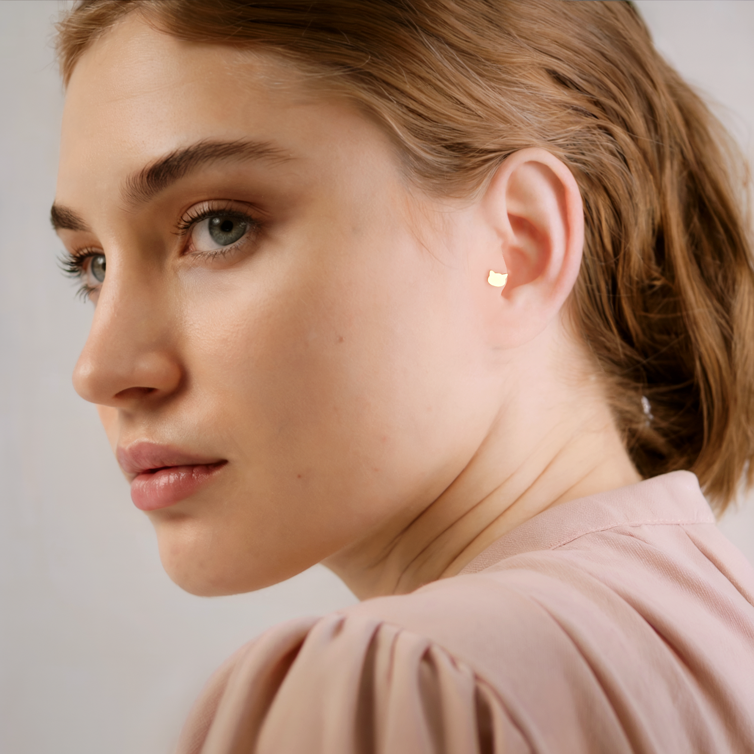 Cat Flatback Ear Piercing 14K Gold