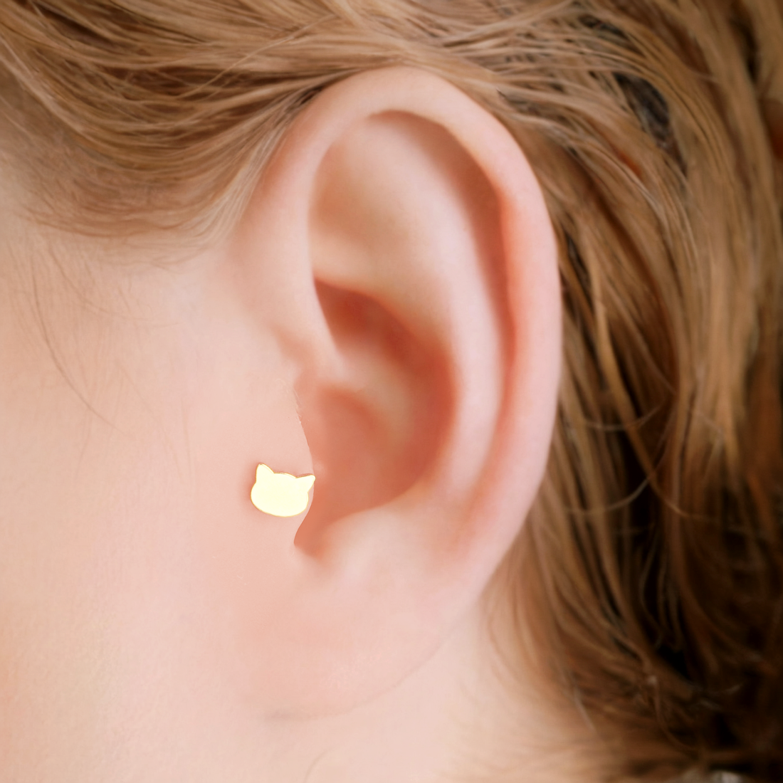 Cat Flatback Ear Piercing 14K Gold