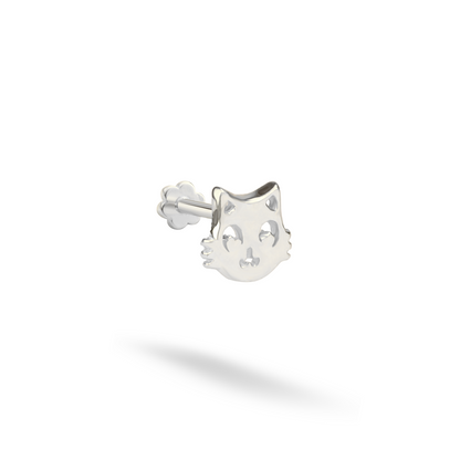 Cat Head Flatback Ear Piercing 14K Gold
