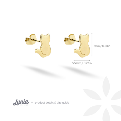Cat Kitty Earrings 14K Gold / Silver