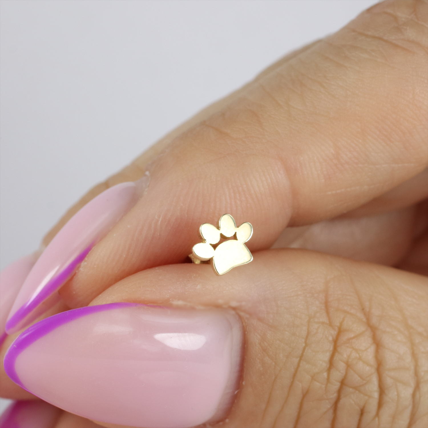 Cat Paw Flatback Ear Piercing 14K Gold