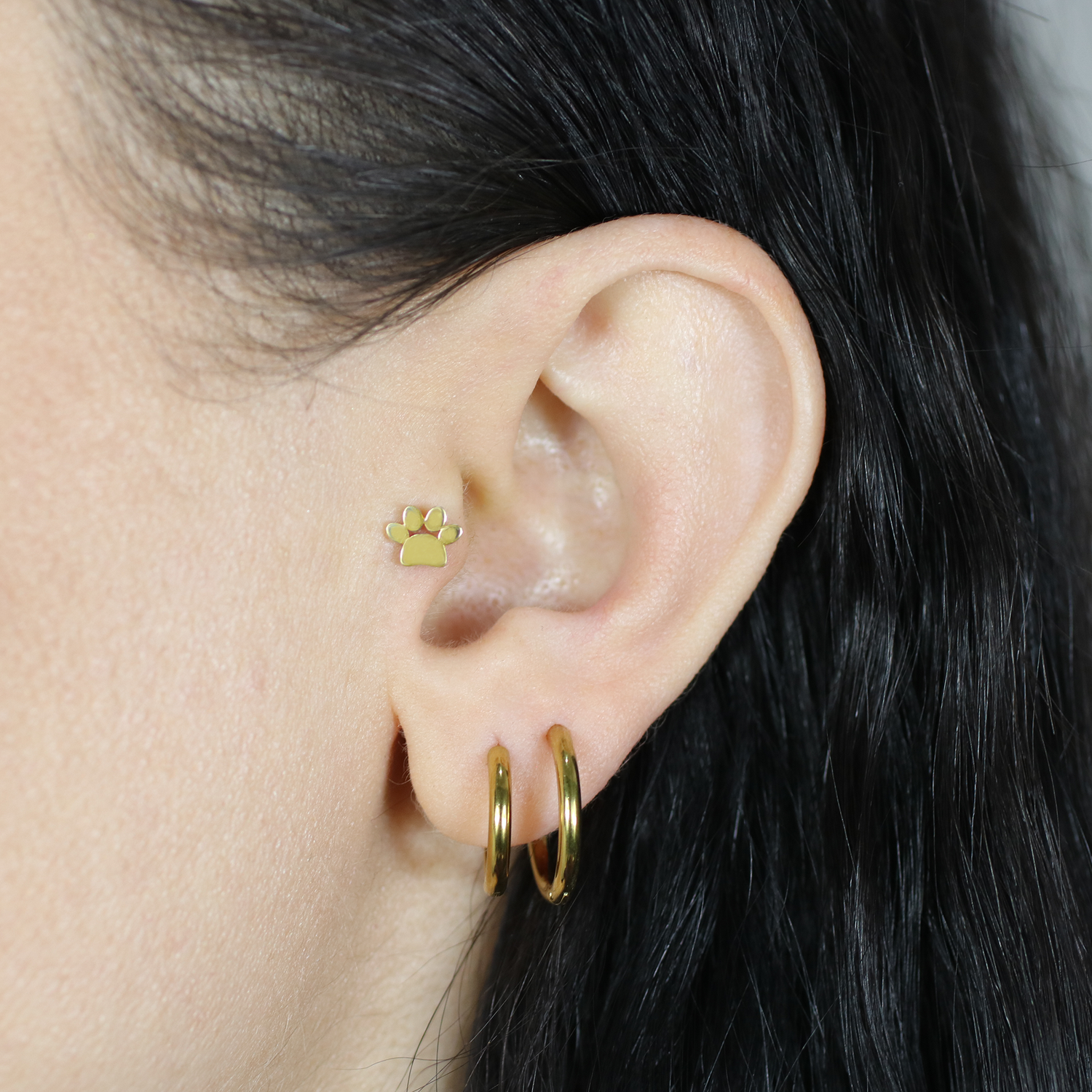Kitten Paw Flatback Ear Piercing 14K Gold