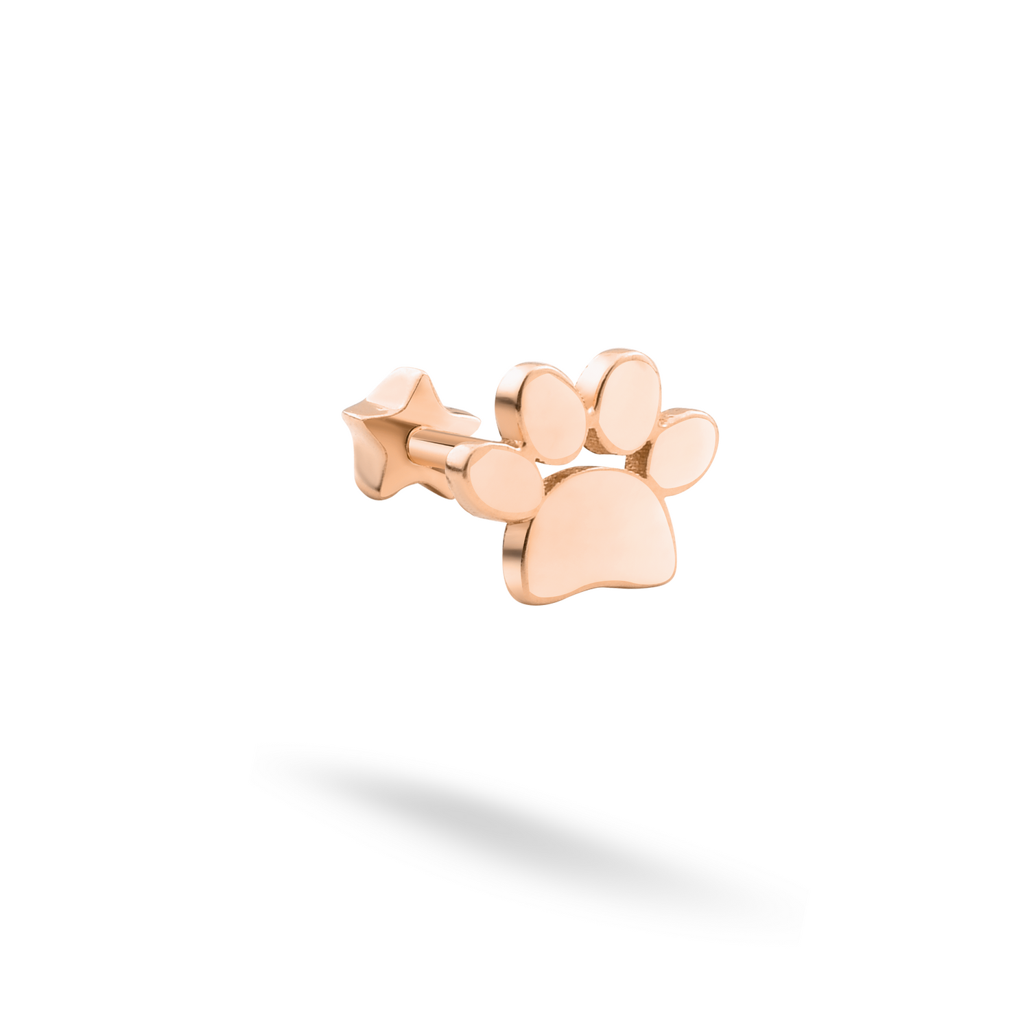 Cat Paw Flatback Ear Piercing 14K Gold