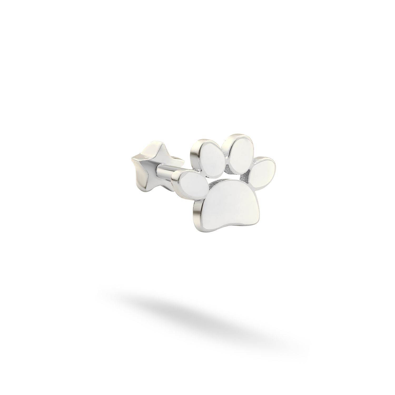 Cat Paw Flatback Ear Piercing 14K Gold