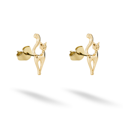 Cat Stud Earrings 14K Gold / Silver
