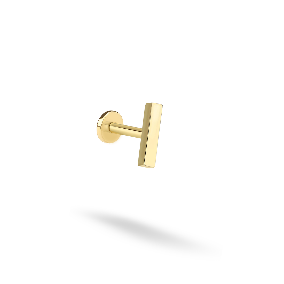 Straight Bar Flatback Ear Piercing 14K Gold
