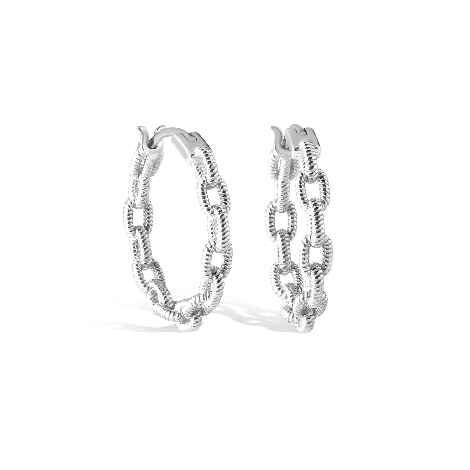 Chain Hinged Hoops Earrings 14K Gold