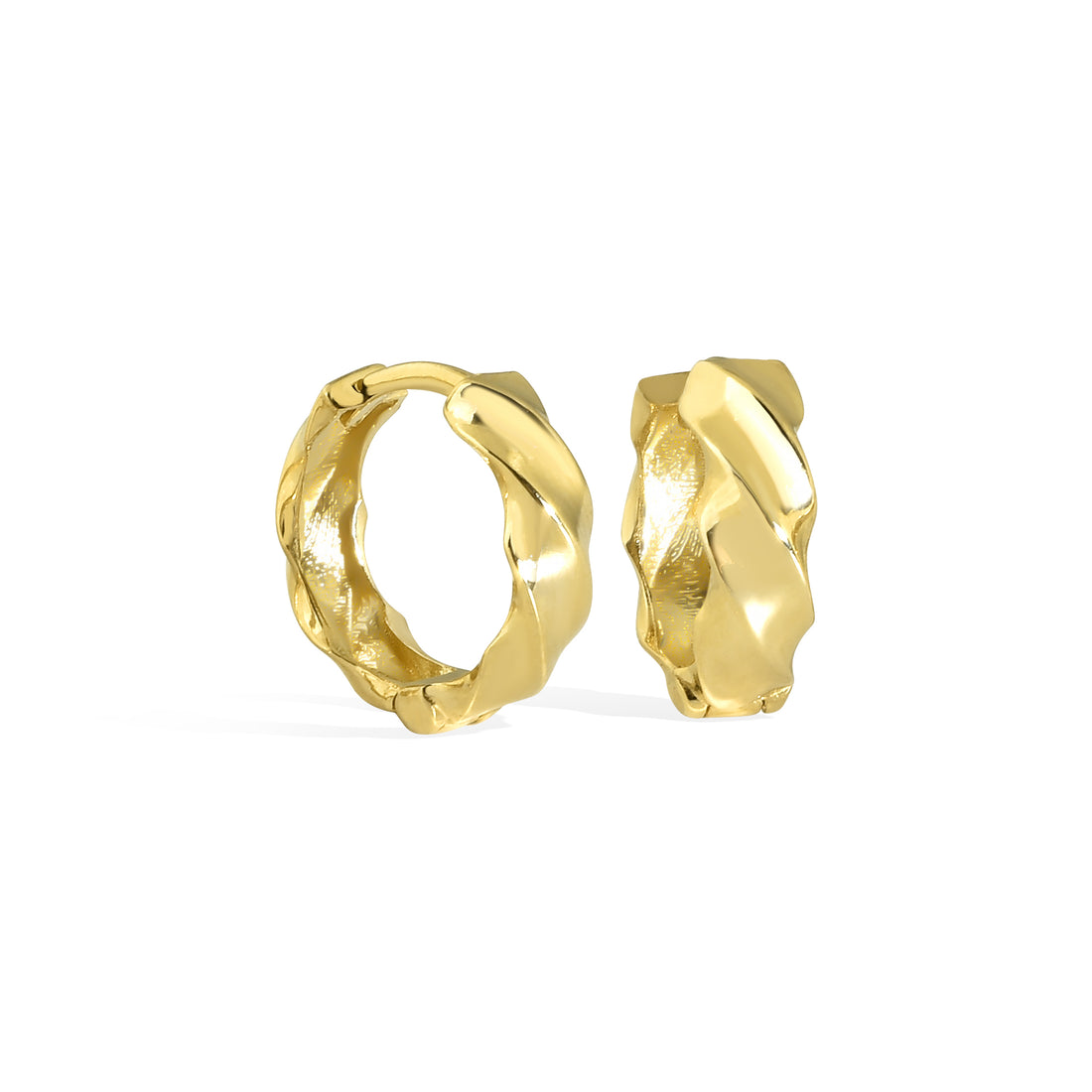 Chain Huggie Hoops Earrings 14K Gold		