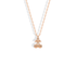 Rose gold cherry pendant, with warm pink metal highlighting the rounded fruit and textured stem