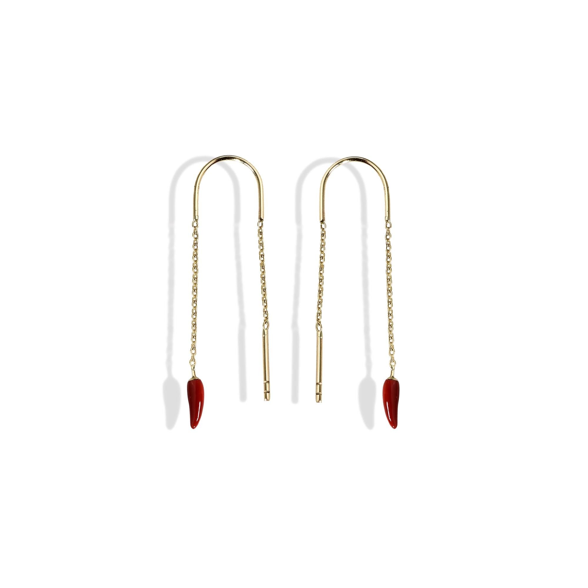 Chili Pepper Charm Earring 14K Solid Gold