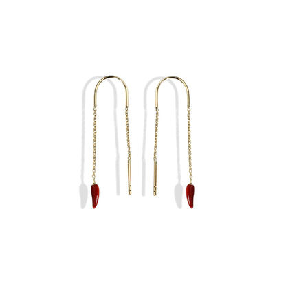 Chili Pepper Charm Earring 14K Solid Gold