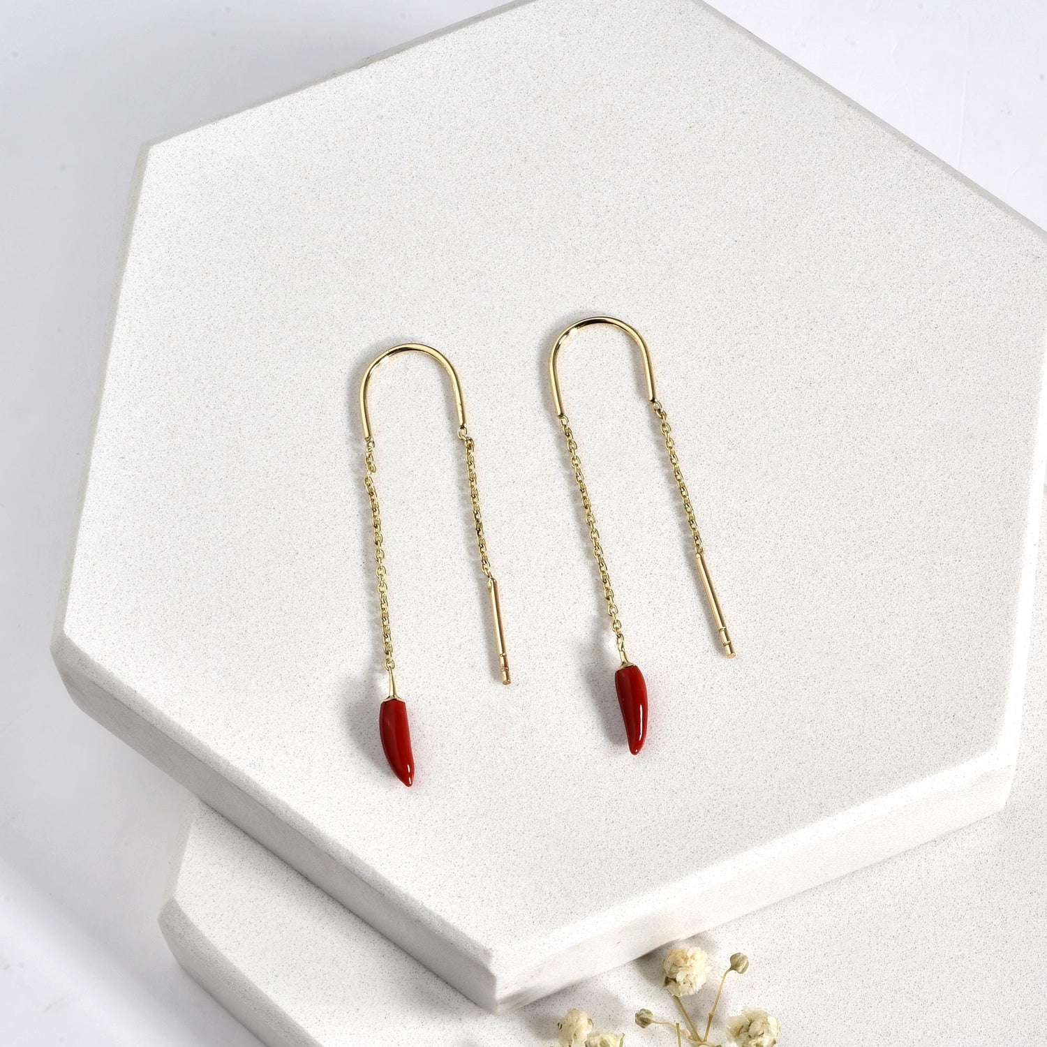 Chili Pepper Charm Earring 14K Solid Gold