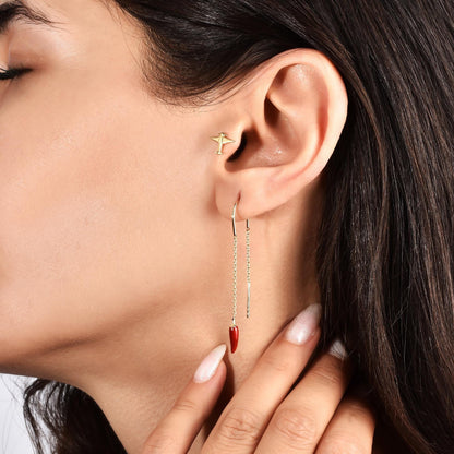 Chili Pepper Charm Earring 14K Solid Gold