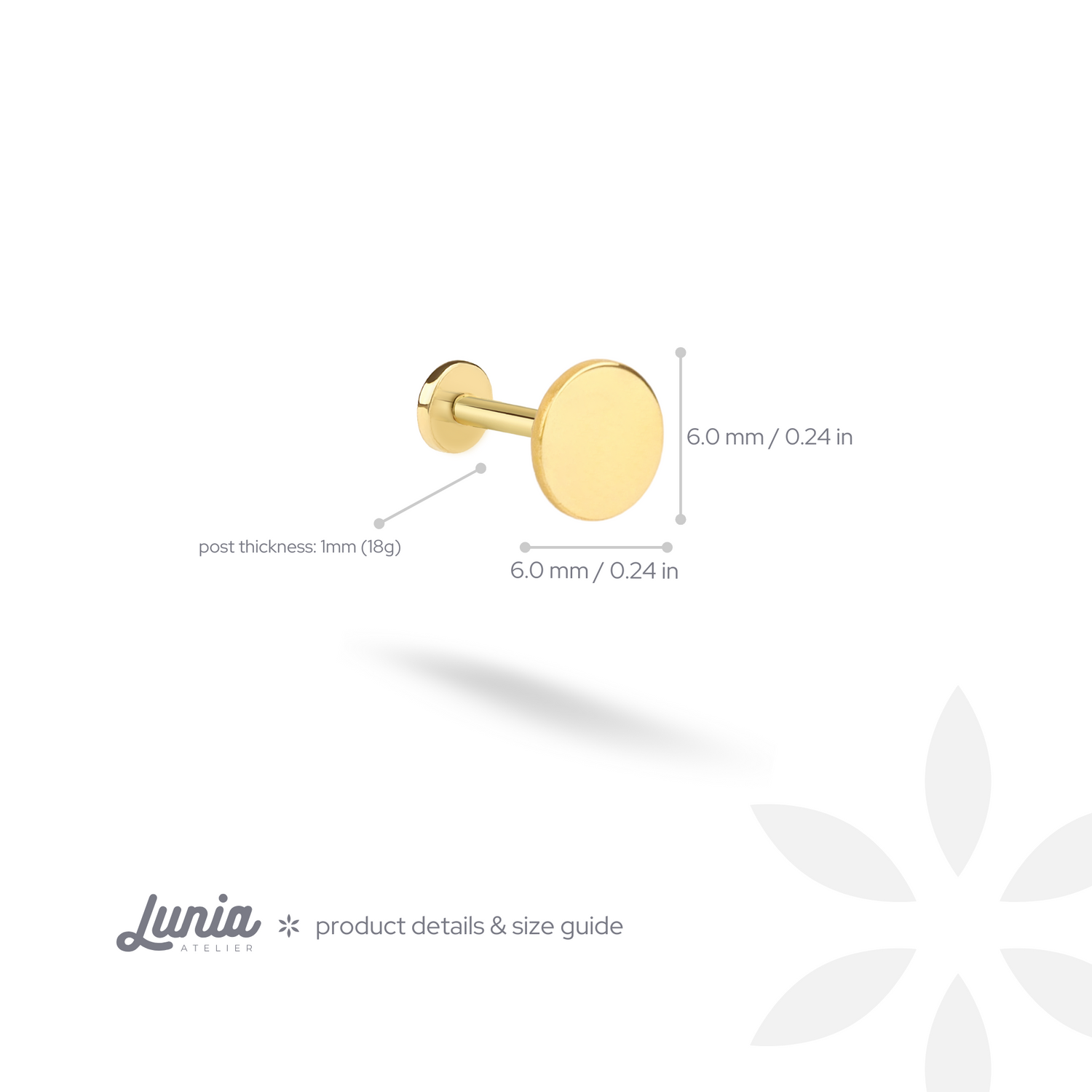 Circle Flatback Ear Piercing 14K Gold